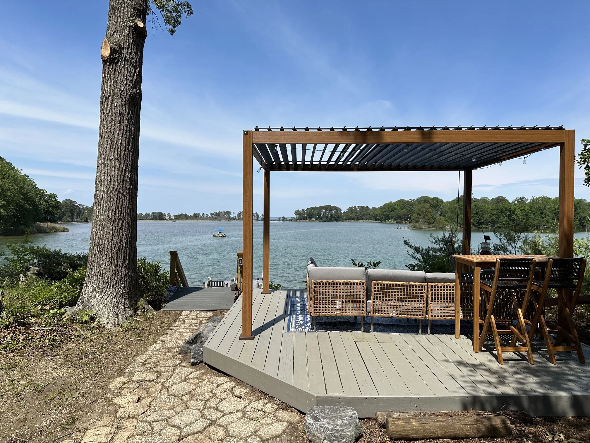 Waterfront pergola overlooking Presley Creek